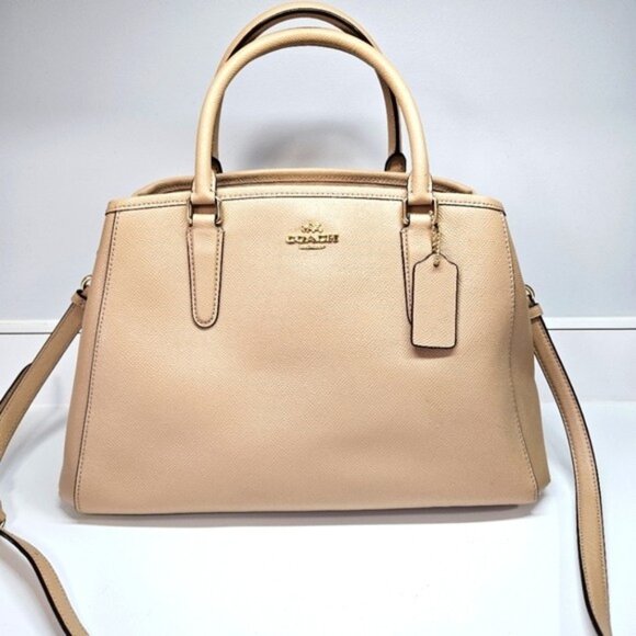 Euc Coach Margot Tan Leather Satchel Handbag Purse - Picture 1 of 14